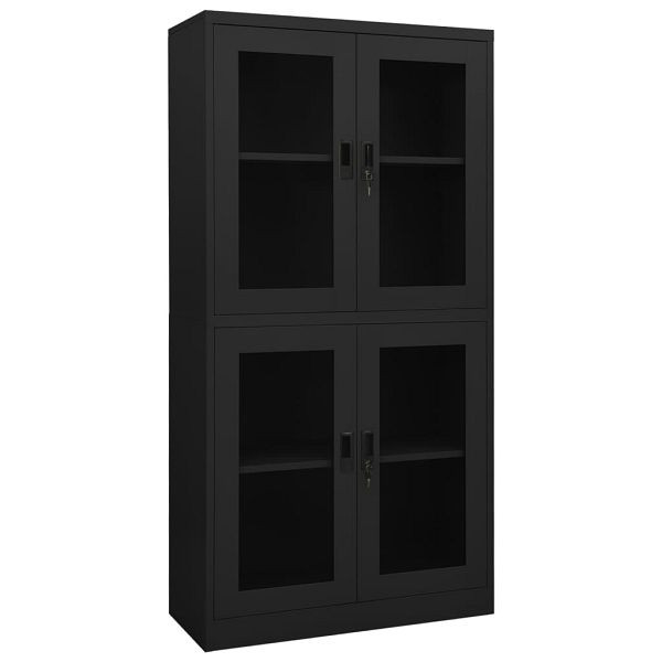 vidaXL Büroschrank Anthrazit 90x40x180 cm Stahl und Hartglas, 335941