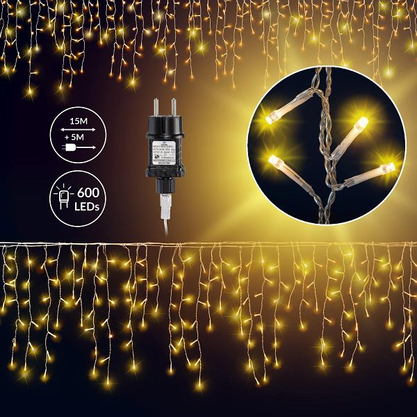monzana Regenlichterkette LED Warmweiß 20m, 103441