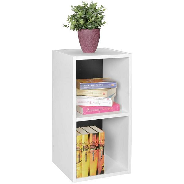 Wohnling Standregal Holz 30x60x30 cm Modern Weiß Schwarz Klein, WL5.178