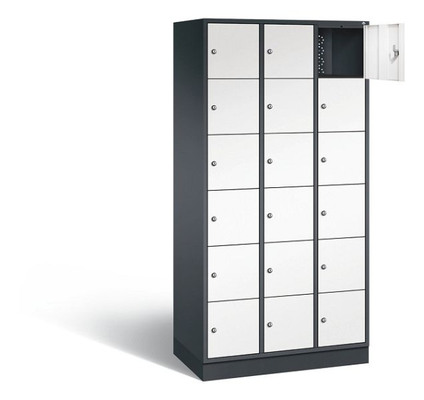 C+P Schließfachschrank Intro, H1950xB920xT490mm, Farbe: Schwarzgrau / Verkehrsweiß, 8670-301 S10115