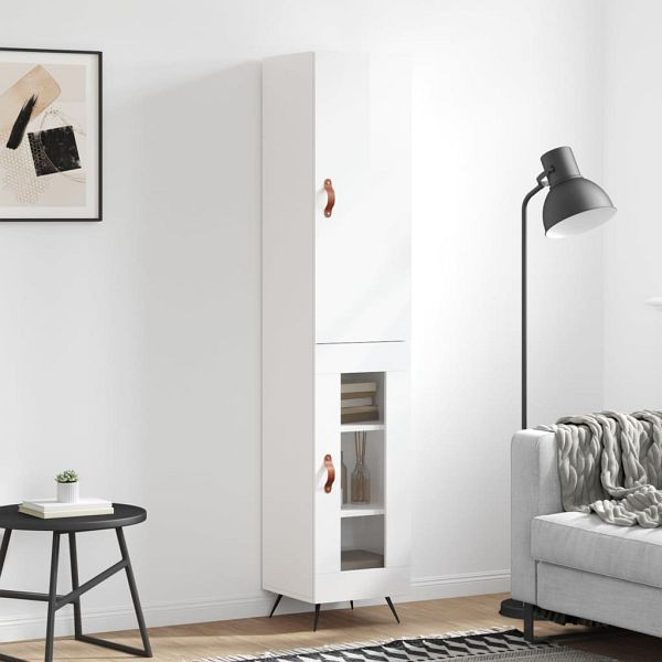 vidaXL Highboard Hochglanz-Weiß 34,5x34x180 cm Holzwerkstoff, 3199019