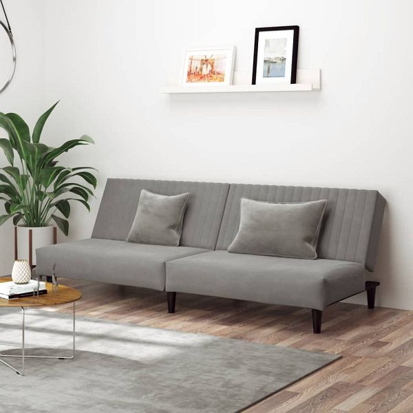 vidaXL Schlafsofa 2-Sitzer Hellgrau Samt, 375926, 8721012380776