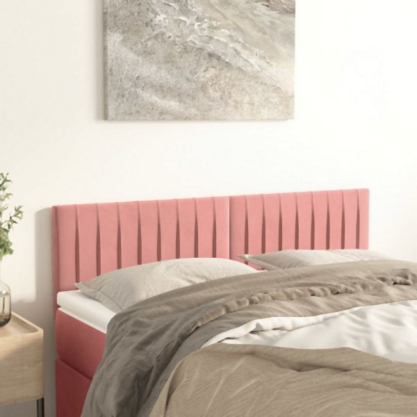 vidaXL Kopfteile 2 Stück Rosa 72x5x78/88 cm Samt, 346255