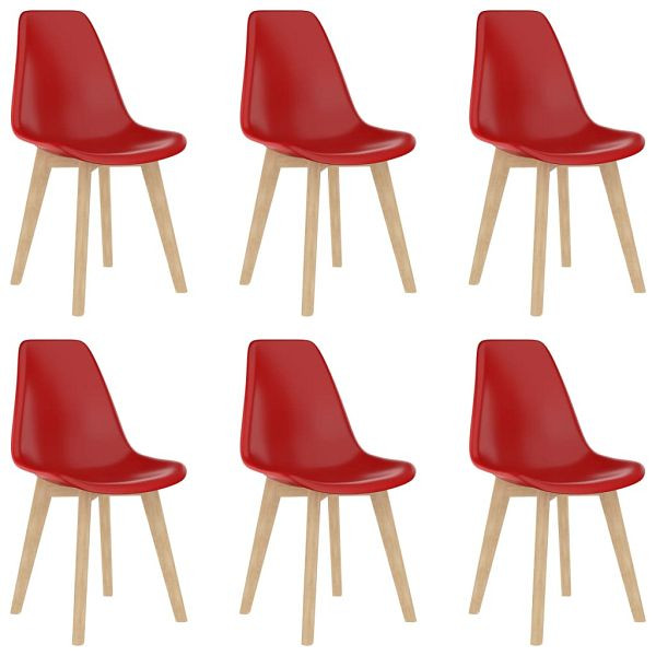 vidaXL Esszimmerstühle 6 Stück Rot Kunststoff, Holz, 289121