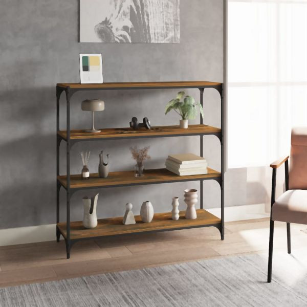 vidaXL Bücherregal Räuchereiche 100x33x100 cm Holzwerkstoff und Stahl, 819359