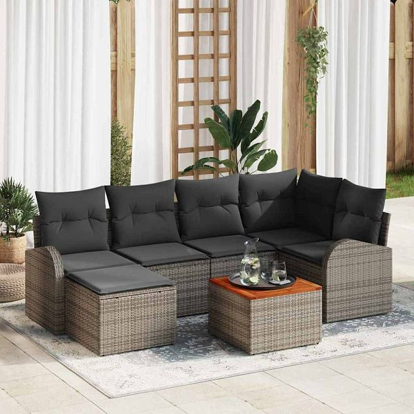 vidaXL Garten-Sofa-Set 7-teilig Grau, 3356270, 8721288365415