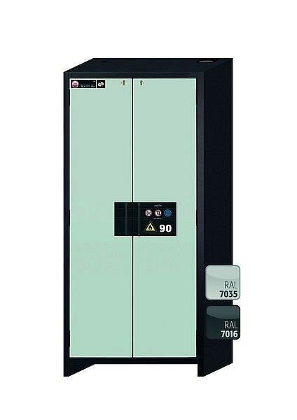 asecos Sicherheitsschrank Q-CLASSIC-90, Q90.195.090 in lichtgrau RAL 7035 mit 4x Auszugswanne Standard (Edelstahl), 30041-041-30056