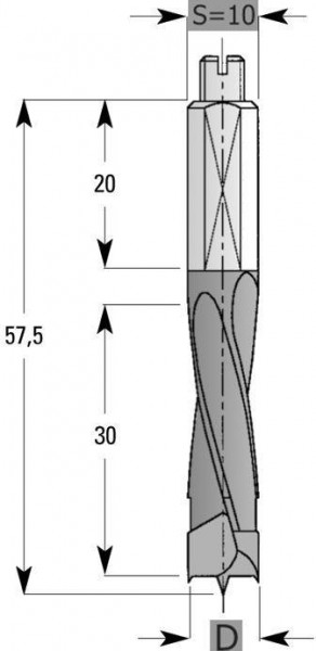Edessö Dübelbohrer HW S10, A: 6, B: 30, GL: 57,5 - LH, 143006002