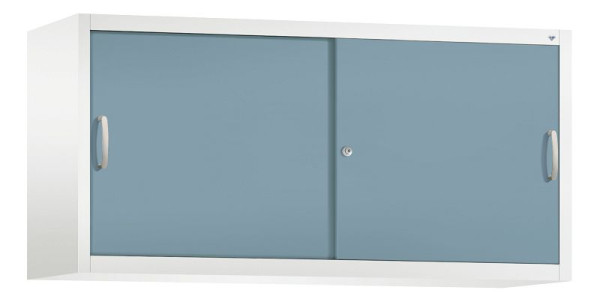 C+P Aufsatzschrank Acurado, H790xB1600xT500mm, Farbe: Weiß/Horizontblau, Bügelgriff, 2 OH, 2155-00 S10093
