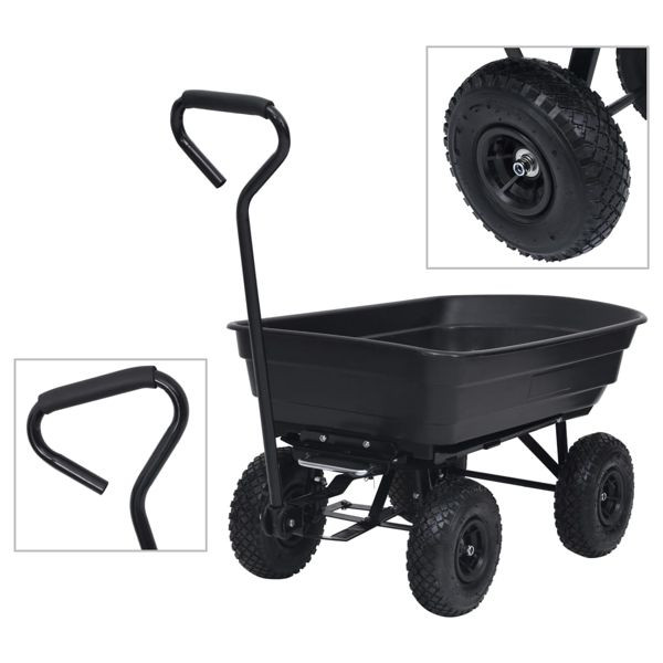vidaXL Garten-Kippwagen 300 kg 75 L Schwarz, 92579