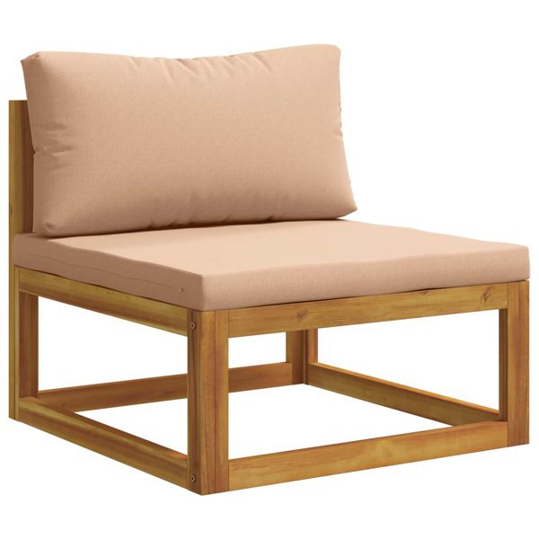 vidaXL Sofa-Mittelteil mit Kissen 100 % Polyester Solid-Acacia Natur, 42028337