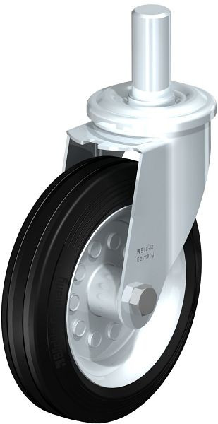 Blickle LEZ-VE 180R-27 Stahlblech-Lenkrolle mit Zapfen, Vollgummi, Schwarz, 576777