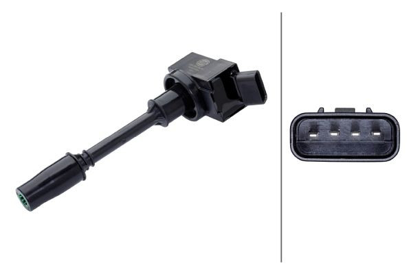 HELLA Zündspule, 14V, 4-polig, Kerzenschachtzündspule, geschraubt, 5DA 358 168-081