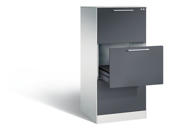 C+P Karteischrank Asisto, H1310xB562xT600mm, Farbe: Lichtgrau / Schwarzgrau, Bügelgriff, 146224-321 S10046