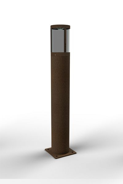 Schake Pollerleuchte, Stahlrohr Ø 152mm, Gesamthöhe 1000mm, feuerverzinkt, Ausführung: rostoptik, Glasart: klar, 40156EBKR