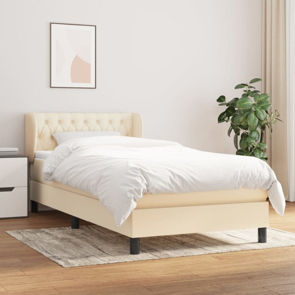 vidaXL Boxspringbett mit Matratze Creme 90x190 cm Stoff, 3126450