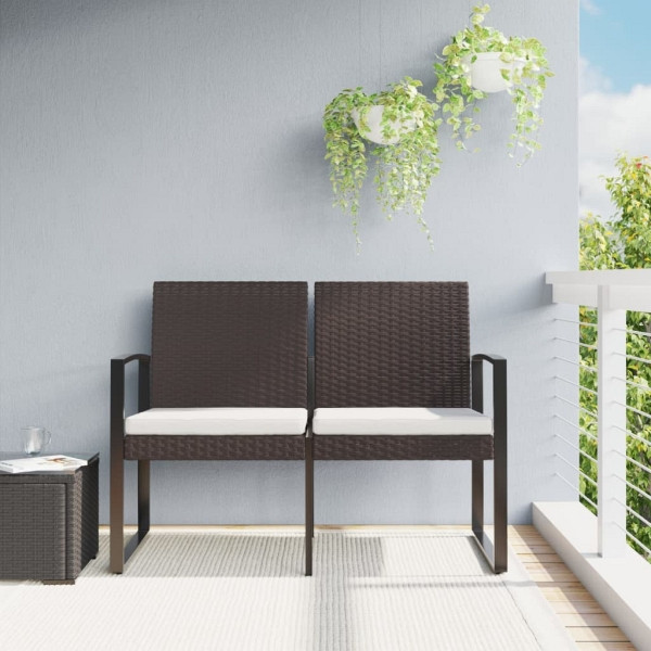 vidaXL Gartenbank 2-Sitzer mit Kissen Braun PP-Rattan, 360210