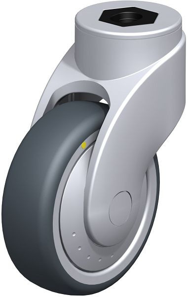 Blickle LWGE-TPA 101K-ELS-FK Kunststoff-Lenkrolle WAVE mit Rückenloch, Thermoplastisches Gummi-Elastomer, Grau, 744811