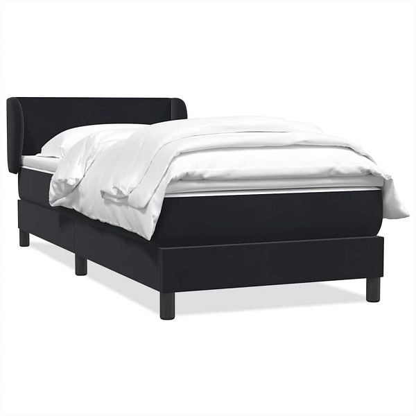 vidaXL Boxspringbett mit Matratze Schwarz 80x220 cm Samt, 3317381