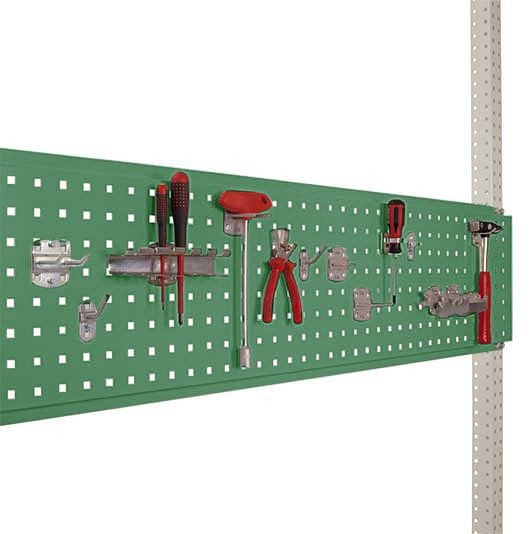 Manuflex Werkzeug-Lochplatte für Stahl-Aufbauportale, Nutzhöhe = 300 mm, für Tischbreite 1000 mm, Resedagrün, ZB3341.6011