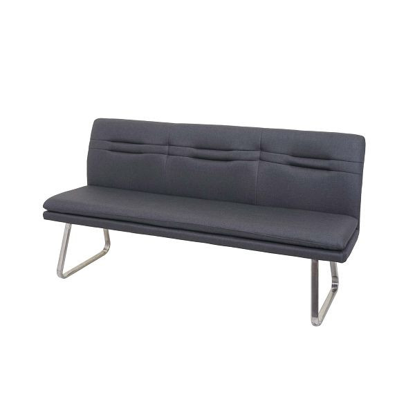 Mendler Sitzbank HWC-H70, Esszimmerbank Bank Polsterbank, Rückenlehne Stoff/Textil Edelstahl gebürstet, grau 180cm, 73915+73960