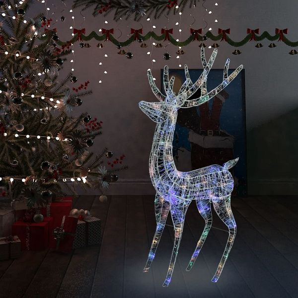 vidaXL LED-Rentier XXL Acryl Weihnachtsdeko 250 LED 180 cm Mehrfarbig, 329788