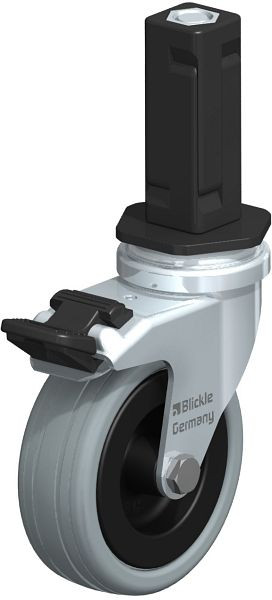 Blickle LRA-VPA 75G-FI-EV03 Apparate-Lenkrolle mit Expander & Feststeller, Vollgummi, Grau, 848003