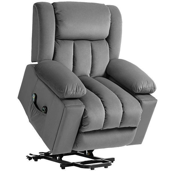 HOMCOM Elektrischer Aufsteh-Sessel, Weicher, samtartiger Stoff, USB-Anschlüsse, 713-176V90CG