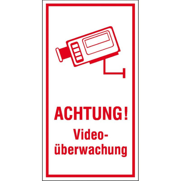 Stein HGS Hinweis-Kombischild, ACHTUNG! Videoüberwachung, 80 x 150 mm/Folie, 21.5211