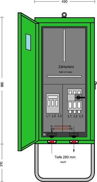 Elektra Tailfingen Anschlussschrank 69 kVA mit Zählerplatz mit 1 NH Abgang, A 100-1Z, 179804
