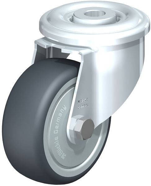 Blickle LER-TPA 80KD-FK Stahlblech-Lenkrolle mit Rückenloch, Thermoplastisches Gummi-Elastomer, Grau, 849889