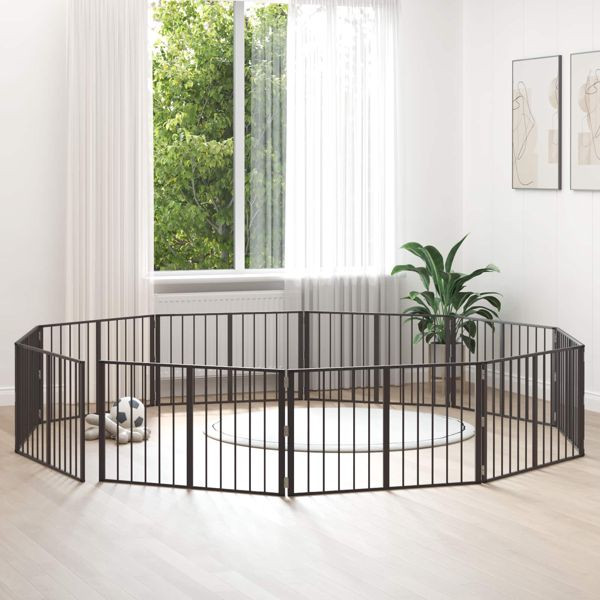 vidaXL Hundetor 10-teilig Schwarz 100 x 60 cm Verzinkter Stahl, 892000