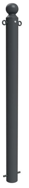 Schake Absperrstilpfosten Typ 488B -ortsfest- zum Einbetonieren, Ø 89mm, mit, Kugelkopf, beschichtet RAL 7016, mit 2 Ösen, 488B+2