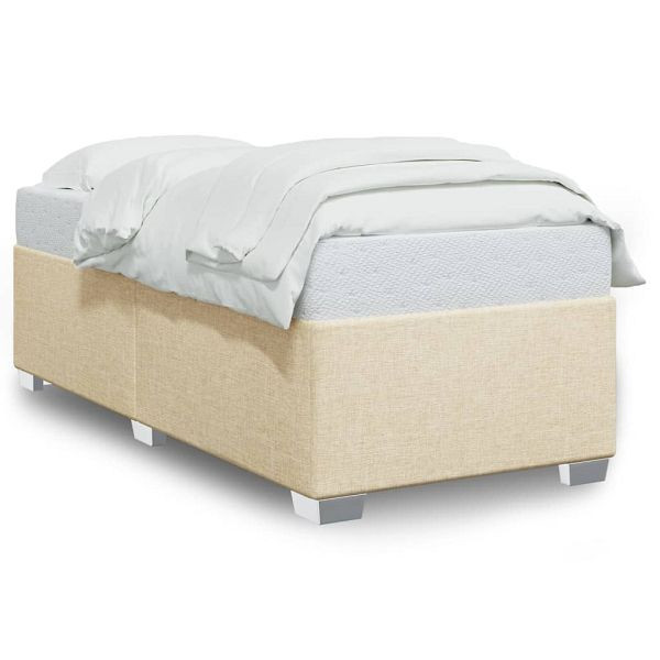 vidaXL Bettgestell Creme 90x200 cm Stoff, Material: Stoff (100% Polyester), Sperrholz, Holzwerkstoff, 3284448