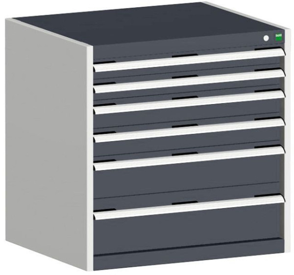 bott cubio Schubladenschrank bestückt mit 6 Schubladen BxTxH: 800 x 650 x 800 mm, RAL 7035/7016, 40020129.19V