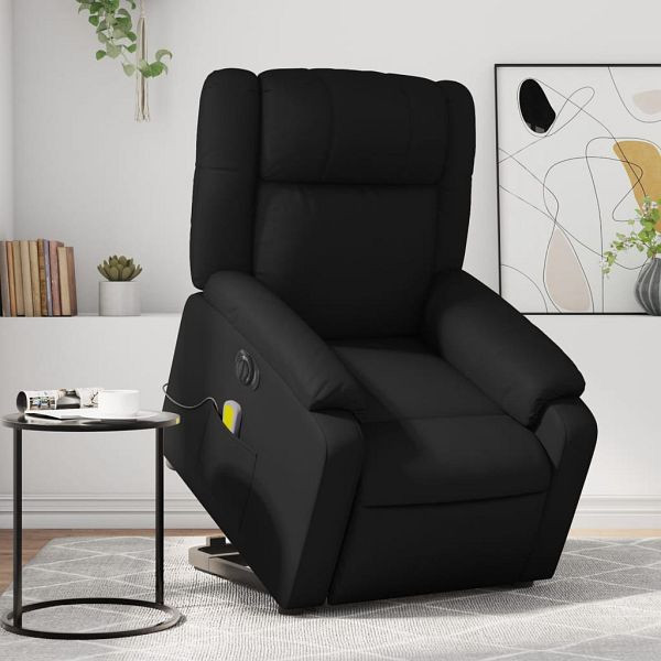vidaXL Massagesessel mit Aufstehhilfe Elektrisch Schwarz Kunstleder, 3205171
