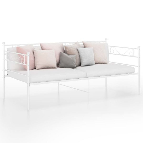 vidaXL Schlafsofa Bettgestell Weiß Metall 90x200 cm, 324768
