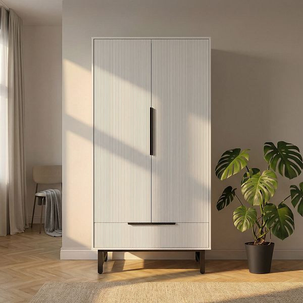HOME DELUXE Kleiderschrank NYLA Weiß - 100 x 200 cm, 74328