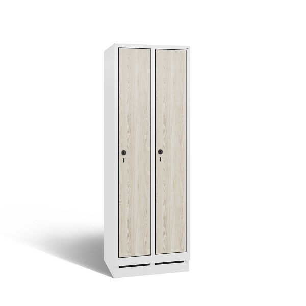 C+P Spind Evolo, 2 Abteile, H1800xB610xT500 mm, Weiß/MDF Esche, 48020-20 S11013