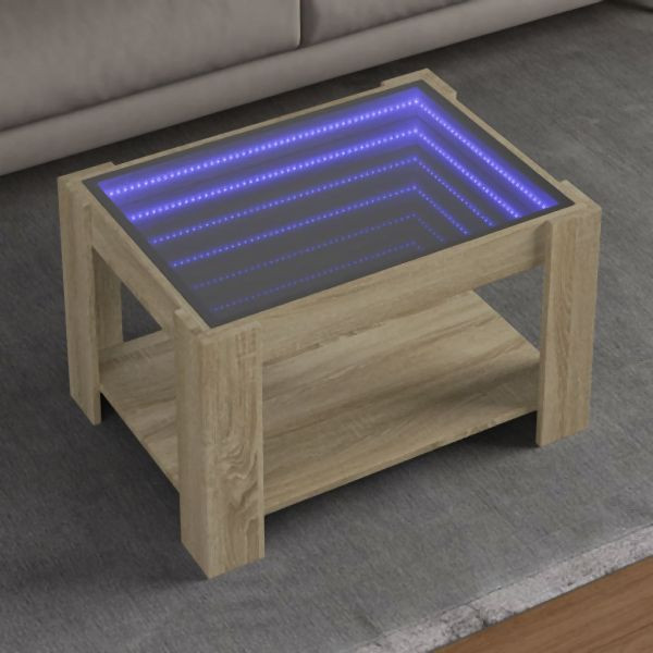 vidaXL LED-Couchtisch Sonoma Eiche 73x53x45 cm Holzwerkstoff, 847548