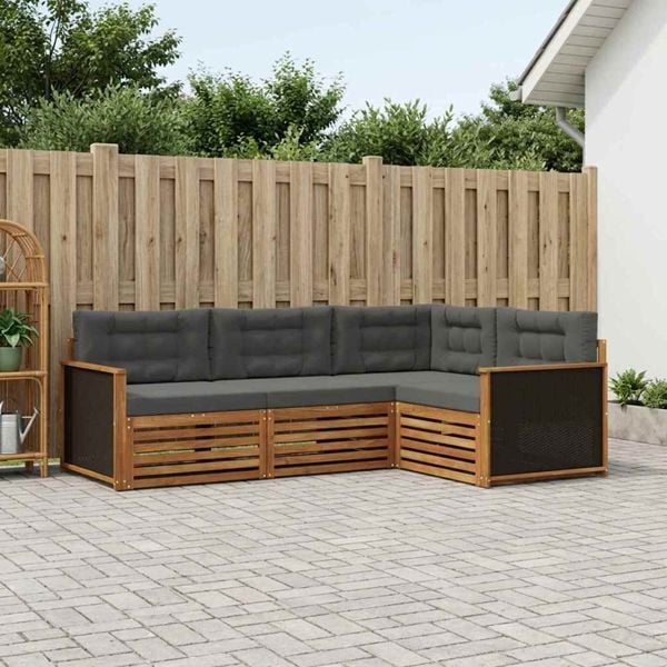 vidaXL Outdoor-Sofagarnitur 4-teilig Natur und Anthrazit, 3383285