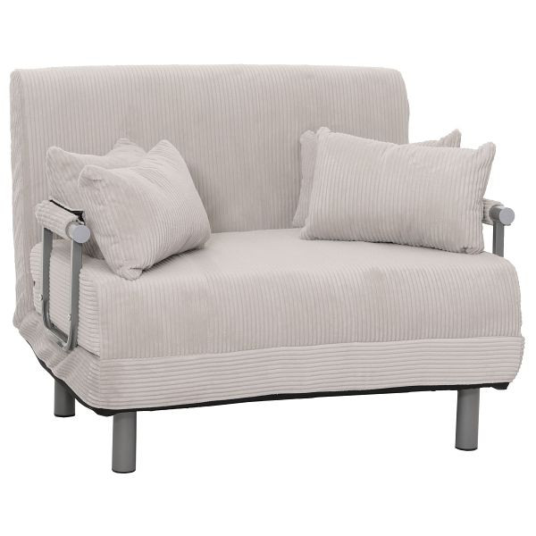 Mendler Schlafsessel HWC-K29, Klappsessel Schlafsofa Gästebett, Liegefläche 190x100cm, Stoff Cord (330g/m²), hellgrau, 108703