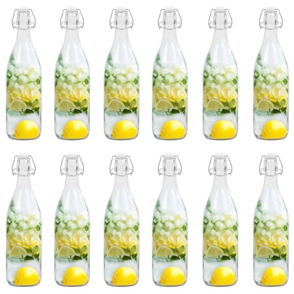 vidaXL Glasflasche mit Bügelverschluss 12 Stk. 1 L, 50826