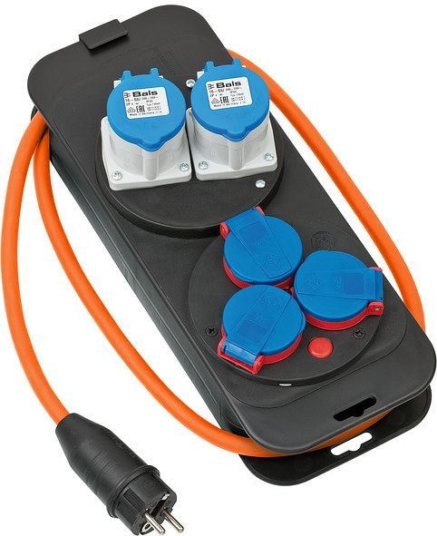 Brennenstuhl Camping-Stromstation 16A (1,5m H07RN-F 3G2,5 Kabel, orange, für Camping, Außenbereich IP44, mit Schutzkontakt-Stecker), 1151600040
