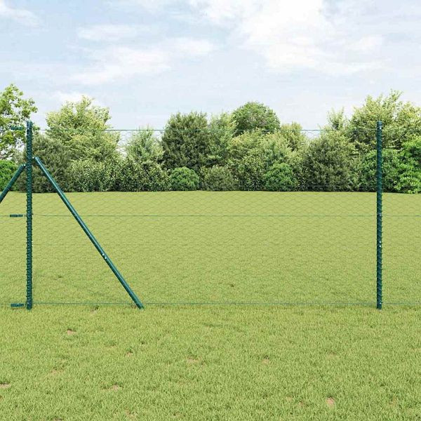 vidaXL Sechseckgeflechtzaun Grün 1,2 x 100 m Stahl, 42005464