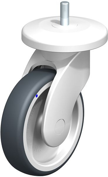 Blickle LWKX-TPA 126G-11-AMWX100 Kunststoff-Lenkrolle WAVE, rostfrei, mit Abweisrad, Thermoplastisches Gummi-Elastomer, Grau, 849368