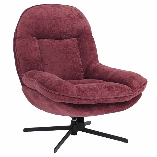 Mendler Relaxsessel HWC-P32, Fernsehsessel Nosagfederung Polstersessel, drehbar Metall Stoff/Textil Chenille (370 g/m²), beere, 118701