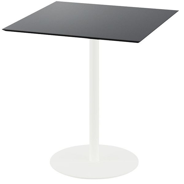 Deskin Cafeteriatisch IBIZA PRO, Gestell, Stahl Weiß RAL 9016, Tischplatte, Farbe schwarz, 359221