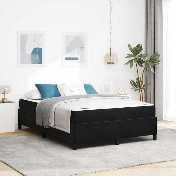 vidaXL Bettgestell Schwarz und Weiß und Schwarz 140 x 190 cm Samt, 3399062