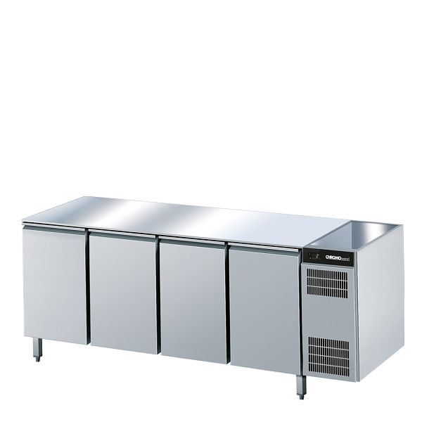 CHROMOnorm Kühltisch GN 1/1, 4 Türen, ohne Tischplatte (H 800mm), Steckerfertig, CKTEK7411600